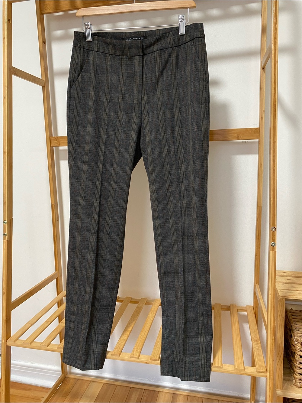Zara Charcoal Plaid Dress Pants